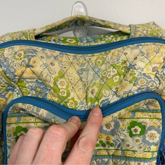 Vera Bradley Women’s Quilted Cotton Campus Blue Green Yellow Floral Backpack - Picture 2 of 10